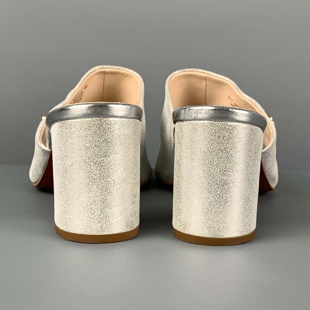 COLE HAAN Silver Leather Peep Toe Sandals - Picture 5 of 7